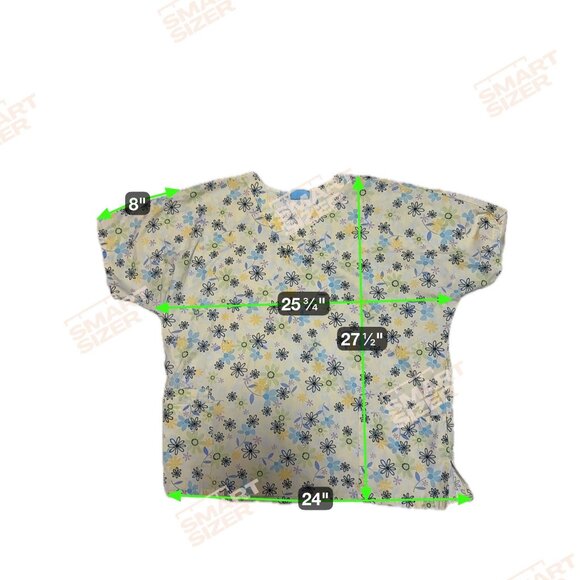 V-Neck Floral Scrub Top Short Sleeve XL Medical Uniform - Picture 1 of 1